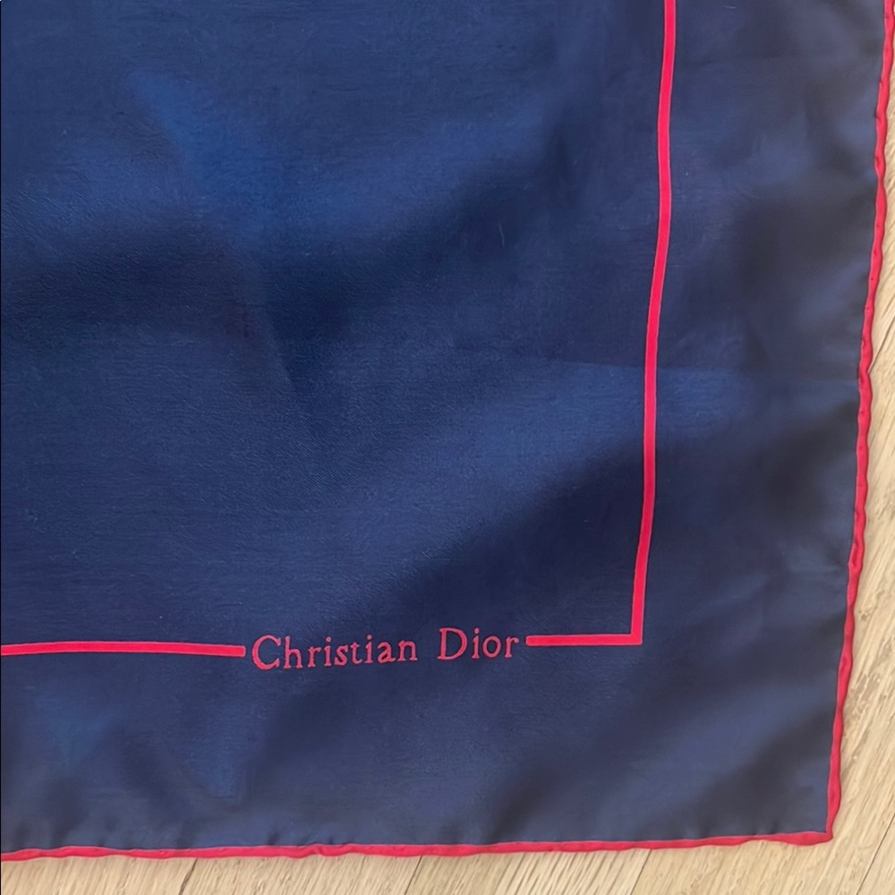 Christian Dior - Vintage 1973/74 - Men’s Pocket Square - Navy Blue and Red